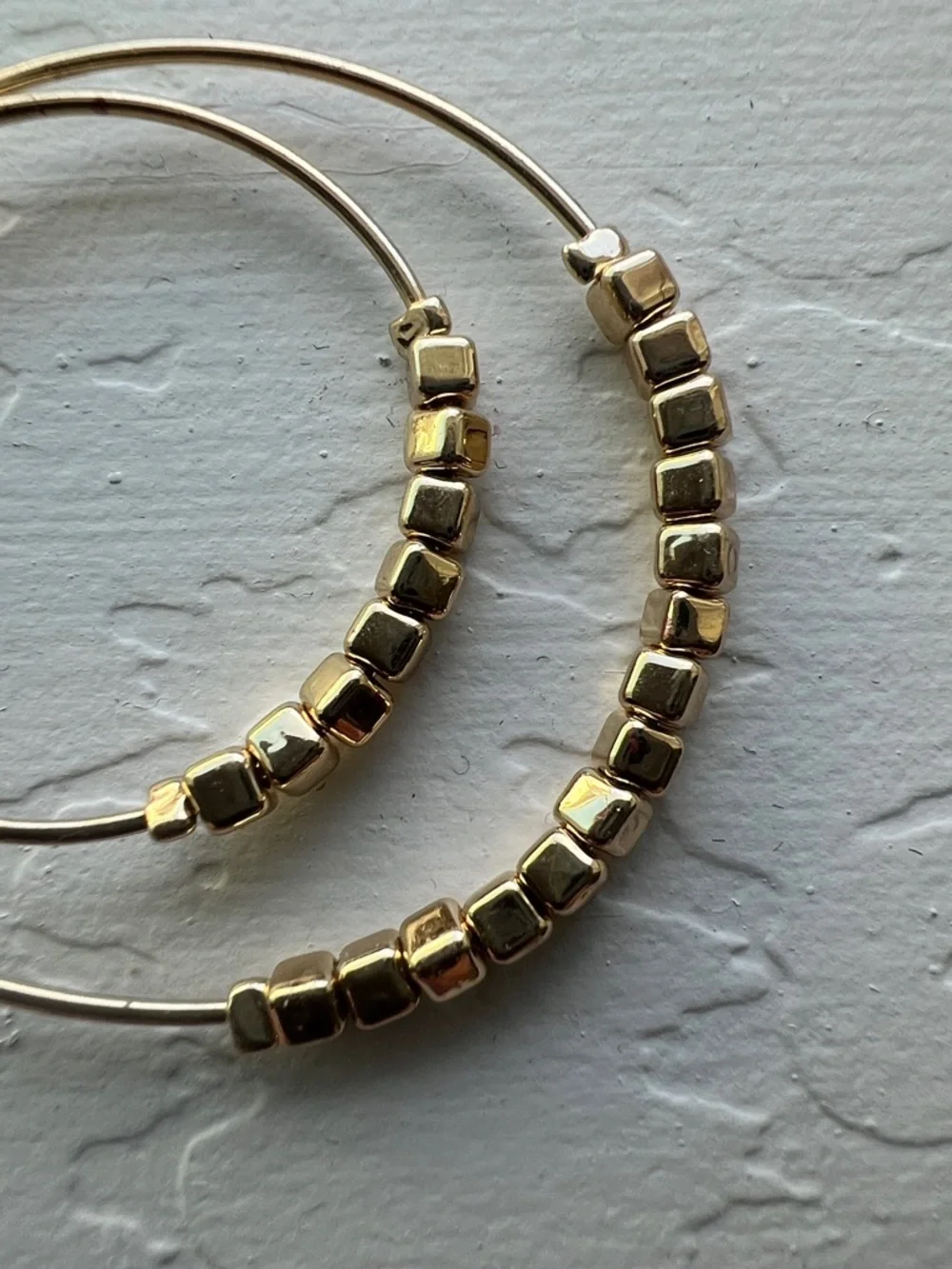 Gold Double Hoop Beaded Earrings - Elegant Women's Jewelry